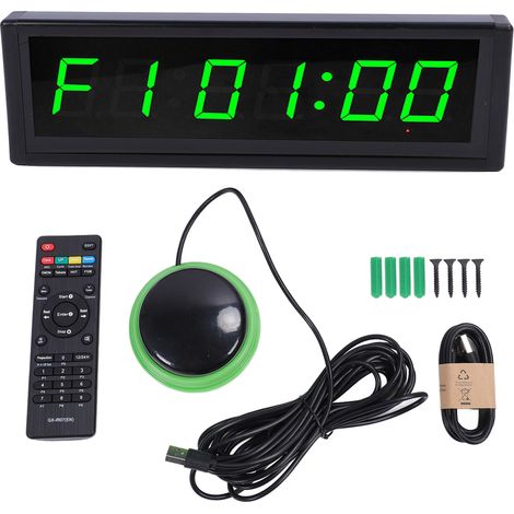 Horloge murale numérique 7 couleurs réglables, fonction minuterie, 6 chiffres, électrique avec télécommande pour salon, chambre à coucher, cuisine, bureau, 2,3 pouces, batterie 4000 mAh (1/5)