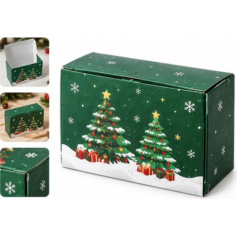 100 Pièces Boîtes Cadeaux de Noël Vertes en Papier Couché, Dimensions 11.5×6.5×4.5 cm, Boîtes Vides pour Bonbons et Chocolats