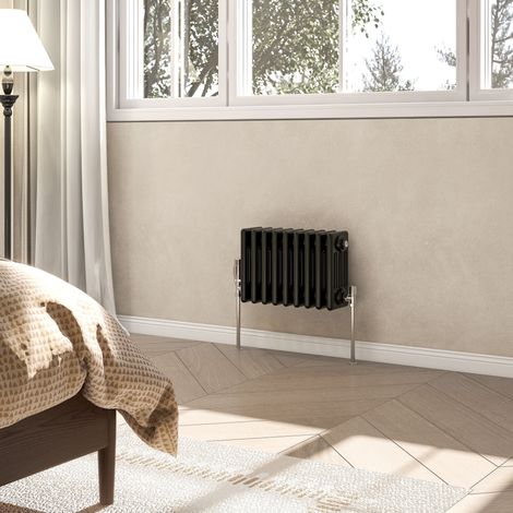 AVER-GROWTH 4 Column Traditional Cast Iron Style Radiator Black 300x425mm (1/5)