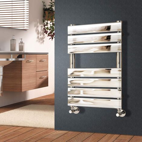 Flat Panel Heated Towel Rail Bathroom Rad Radiator Chrome 650x500mm