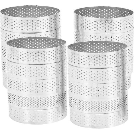20 cercles à tarte ronds perforés pour tartes aux fruits, quiches, gâteaux et mousses. Moule de cuisine perforé pour la cuisson. (1/5)
