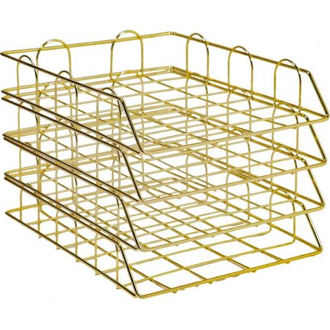 Pièces Corbeille à courrier Bac à papier A4 Bacs empilables Bacs métalliques de bureau Systèmes de classement Bac à documents Organisateur de bureau (1/4)
