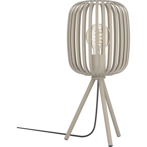 EGLO Tischlampe Romazzina, Stativ Nachttischlampe, Dreibein Tischleuchte aus Metall in Sandfarben, Deko Schlafzimmer, Wohnzimmer Tisch Lampe mit E27 Fassung