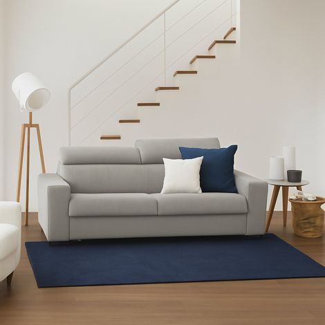 Talamo Italia Sofá fijo Monica, Gran Sofá de 2 plazas, 100% Made in Italy, Sofá Sala de estar, en tela acolchada, con reposacabezas ajustable y reposabrazos estándar, Cm 200x95h85, Gris, con embalaje (1/4)