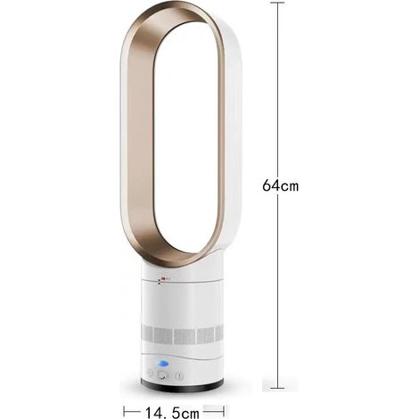 Ventilateur sans pales silencieux, ventilateur de circulation et pour vêtements, 40 cm (16 pouces) couleur or, 220 V, conforme aux normes européennes (1/5)