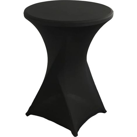Housse De Table Haute - Nappe Élastique Ronde Pour Table De Bar 80 Cm De Diamètre 110 Cm De Hauteur - Noir - 1 Pièce (1/5)