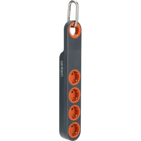 Multiprise 4 prises Schuko 16A + lumière - Gris/Orange - Klipo -