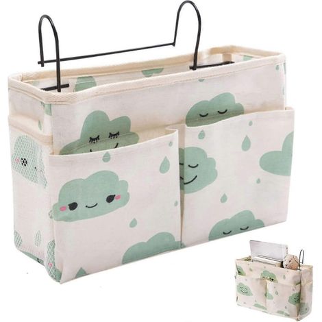 Organisateur de lit mezzanine, sac de rangement suspendu pour lit mezzanine, sac de rangement suspendu pour table de chevet de lit mezzanine, pochette de table de chevet pour livre, magazine, téléphon (1/5)