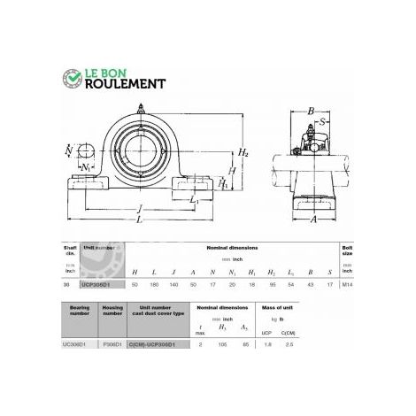 Palier fonte UCP306-NSK