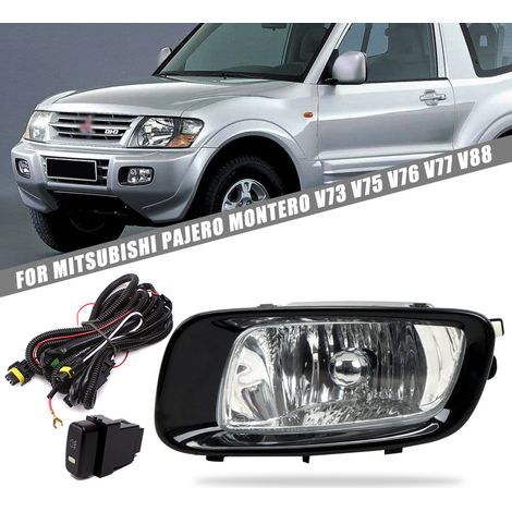 Kit complet feux antibrouillards avant pour Mitsubishi Pajero Montero V73 V75 V76 V77 V88 (2000 2001 2002 2003) Phares halogènes, faisceau câblage + interrupteur inclus