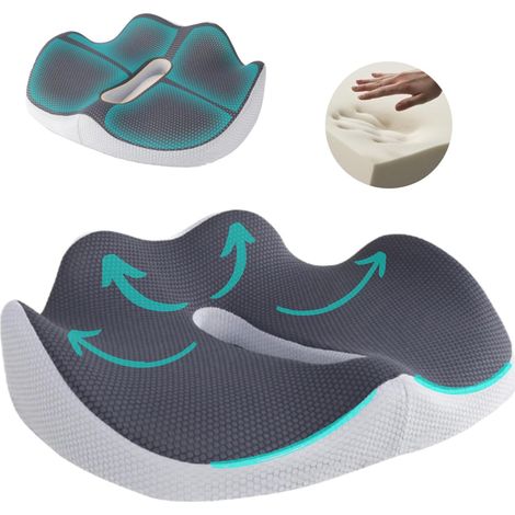 Cojin Silla Oficina Ergonómico – Cojín para Coxis Viscoelástico, Cojin Asiento Coche, Alivio Dolor Lumbar, para Silla Gaming, Funda Lavable Y Antideslizante, Espuma Alta Densidad