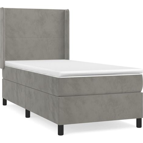 Maison Exclusive - Cama box spring con colchón terciopelo gris cl (1/5)