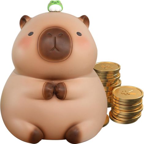 Tirelire capybara grande capacité incassable couvercle rotatif inférieur, modèle décoratif enfants maison touche originale amusante
