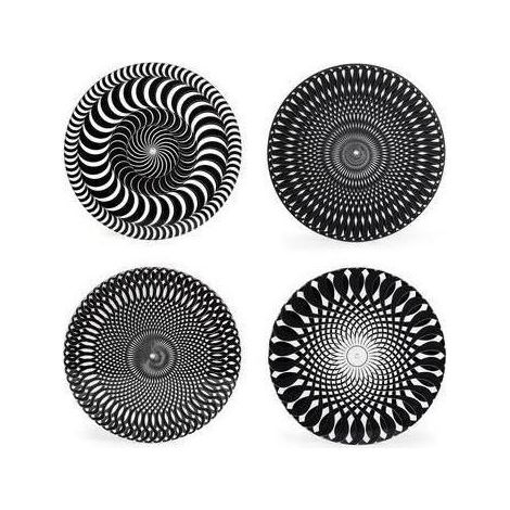 Untersetzer - KIKKERLAND - Hypnotisierend - 10 cm - Karton und Kork - Weiß