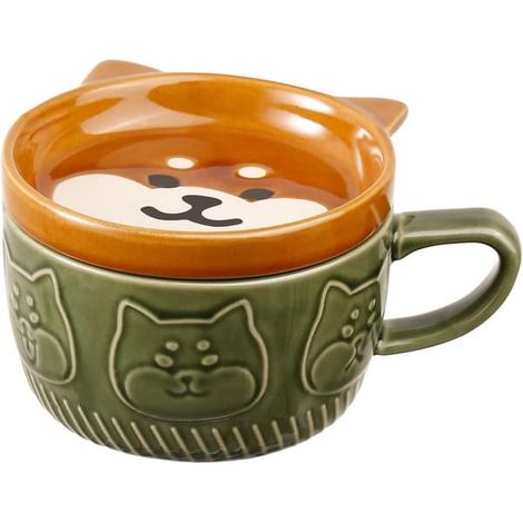 Mug mignon avec couvercle, ensemble tasse à café/thé et sous-verre à motif animal, cadeau idéal pour un anniversaire, une remise de diplôme, la Saint-Valentin, la fête des mères, Pâques ou Noël. (1/5)