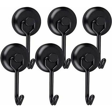 Powerful Magnetic Hook, Neodymium Black Fridge Magnet Hook, Swivel Magnetic Hook, Magnetic Hooks for Kitchen, Dishcloth, Board, 6pc, T-Audace (1/4)