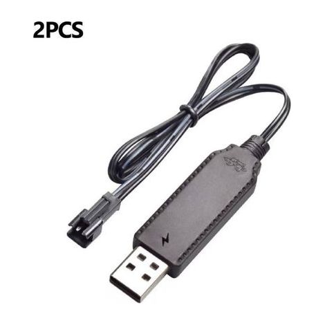 Packung mit 2 USB 3,6V 3,7V Ladekabeln für SM-2-Pin LiPo-Akkus, die in ferngesteuerten Spielzeugen, Autos, Panzern, Lastwagen, Zügen und Booten verwendet werden (1/5)