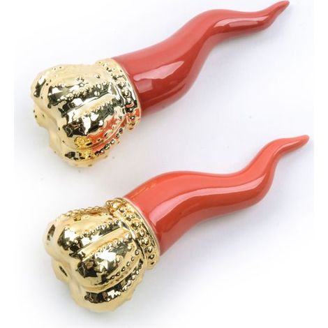 CORNETTO REGALE PORTAFORTUNA ROSSO IN PORCELLANA DIAM. 5X13.5H CM DI MERCURY