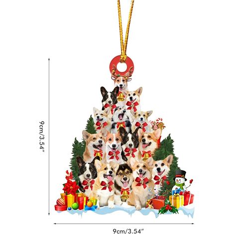 Weihnachtsbaumschmuck, Weihnachtshund-Anhänger aus Holz, Weihnachtsdekoration, Geschenk für Freunde und Familie (1/5)