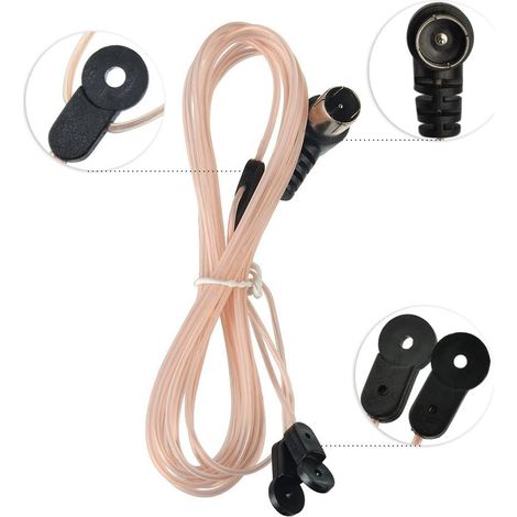 1 antenne fm dipôle, connecteur f mâle 75 ohm, câble coaxial 2m, forme en t, pour récepteur stéréo hifi (1/5)