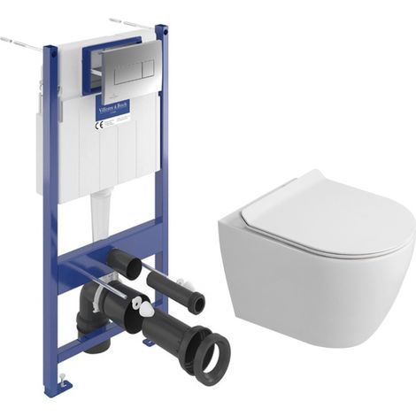 ViConnect Pro S pack WC bâti-support + WC sans bride Ceramia PixL avec abattant SoftClose + plaque (VBCEPXWT03-FR)