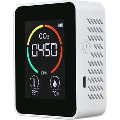 Rilevatore di CO2 per la qualità dell'aria, la temperatura e l'umidità, misurazione rapida della CO2, bianco (1/5)