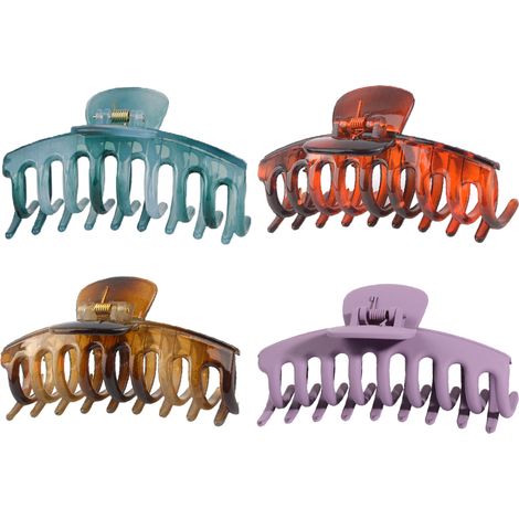 Pince À Cheveux Anti-Dérapante En Résine Et Alliage Pour Cheveux Longs Et Épais - Fixation Forte - Usage Quotidien Et Douche - Lot De 4 (1/5)