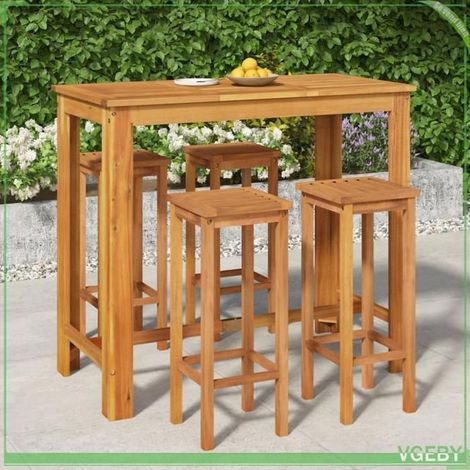 Ensemble bar de jardin 5 pcs - FAFEICY - 3154392 - Bois d'acacia massif - 4 chaises - Table 120x60x105 cm (1/5)