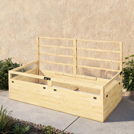 Carré potager surélevé en bois avec treillis 183 x 98,5 x 95 cm (1/5)