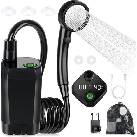 Camping-Duschset, tragbare Dusche, wiederaufladbare elektrische Duschpumpe, wasserdicht, mit Smart-Display und 4-Modus-Duschkopf für Outdoor-Aktivitäten wie Camping und Wandern (1/5)
