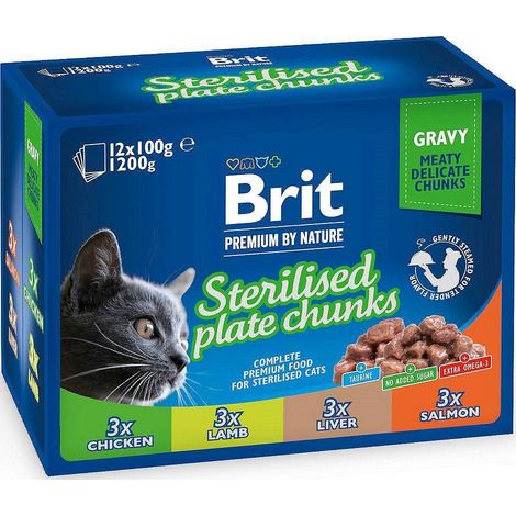 Sachets Brit Cat PLAQUE STÉRILE 96x100g (1/4)