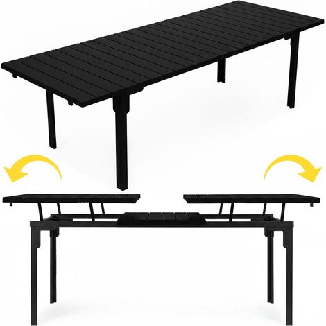 Table de jardin extensible pour 12 personnes, 180-240 cm, acier et PEHD (1/5)