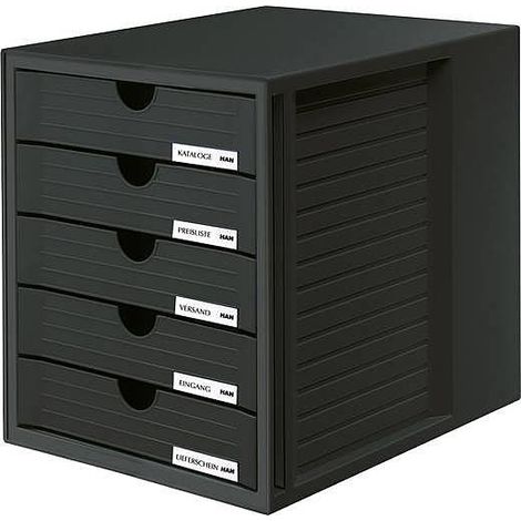 [NEUWERTIG] Han Schubladenbox Systembox 1450 13 Schwarz Din A4 5 Schubfächer B-Ware (1/2)