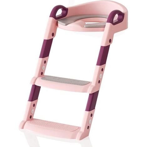 Réducteur WC Enfant Pliable - 1 Unité - PU et Plastique - Avec Marchepied Antidérapant - Pour Toilettes V O U Carrées - Blanc (1/4)