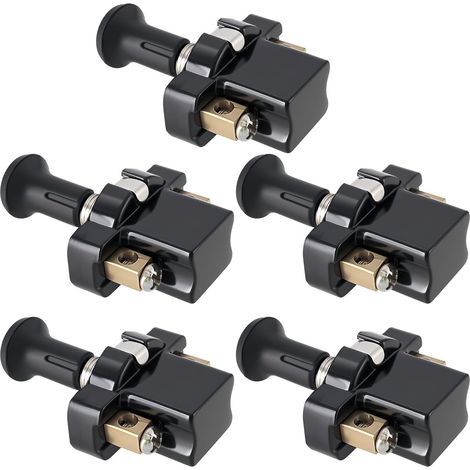 Lot de 5 interrupteurs à poussoir à filetage de 7 mm pour voiture - Accessoires de véhicule adaptés pour SUV, camion, camping-car, fourgonnette - Noir (1/5)
