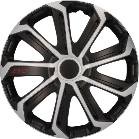 Cartrend Radzierblende EVO 38 cm (15 Zoll) silber schwarz 4 stück Radkappe (1/2)