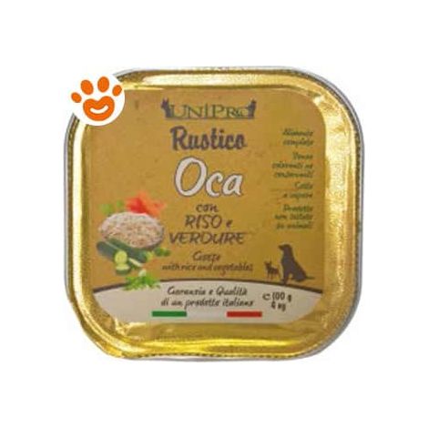 Unipro Dog Rustico Oca Riso e Verdure - Vaschetta 100 Gr -