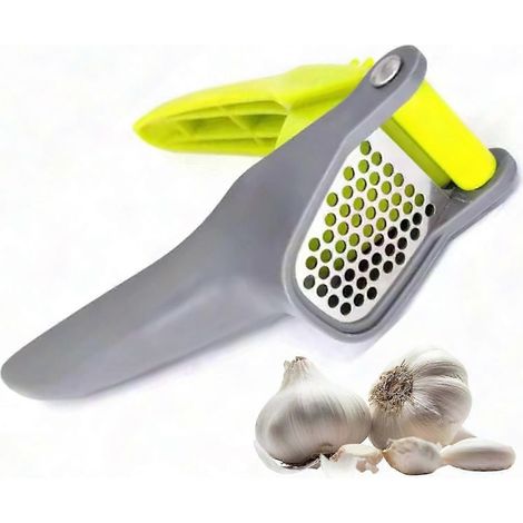 Robuste, handliche und leicht zu reinigende Knoblauchpresse aus Edelstahl – ein langlebiges Küchenaccessoire zum Zerkleinern von Knoblauch, ideal für den täglichen Gebrauch in der Küche. (1/4)