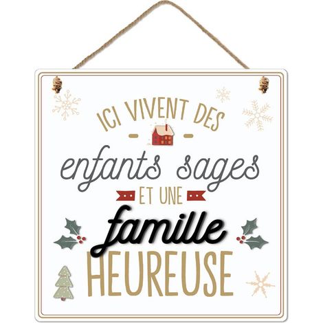 Plaque à suspendre Noël famille heureuse (1/2)