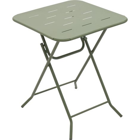 Set Tavolo e Sedie da Giardino con 1 Tavolo e 2 Sedie Pieghevoli, per 2 Persone, Acciaio, Verde (1/5)