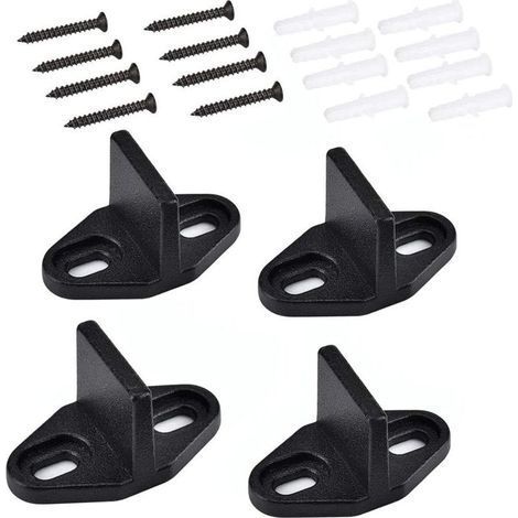 4 Pieces Sliding Door Guide, Pocket, Floor for Wooden Cabinet Door (1/4)