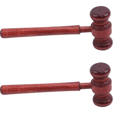 Lot de 2 marteaux en bois pour juge - Marteaux de juge en bois - Accessoires de costume de juge - Produits de bureau pour avocat et salle d'audience - 3,2 x 6,7 x 17,4 cm (1/5)