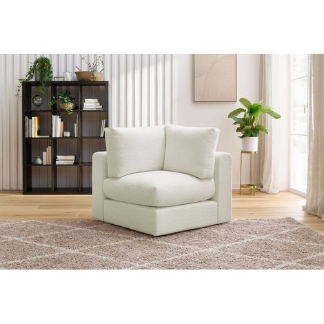BOBOCHIC - Angle pour canapé modulable PARIS tissu bouclette Blanc (1/5)