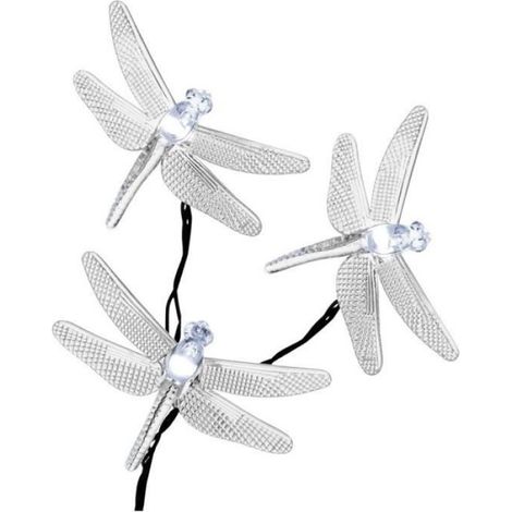 Lampes 4.8m 20 Guirlandes solaire LED libellule éclairage décoratif de fées (blanc) (1/4)