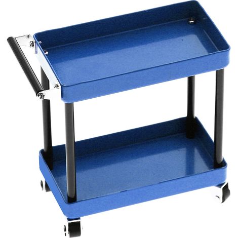 Mini chariot de rangement d'outils à 2 niveaux pour atelier mobile, garage et accessoires de réparation RC pour modèles réduits à l'échelle 1/8, 1/10, 1/12 et 1/16, grande taille, bleu (1/5)