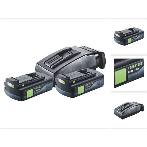 Festool Energie Set 2x BP 18 Li 3,0 C Akku 18 V 3,0 Ah / 3000 mAh Li-Ion ( 2x 577658 ) + TCL 6 Ladegerät ( 201135 )