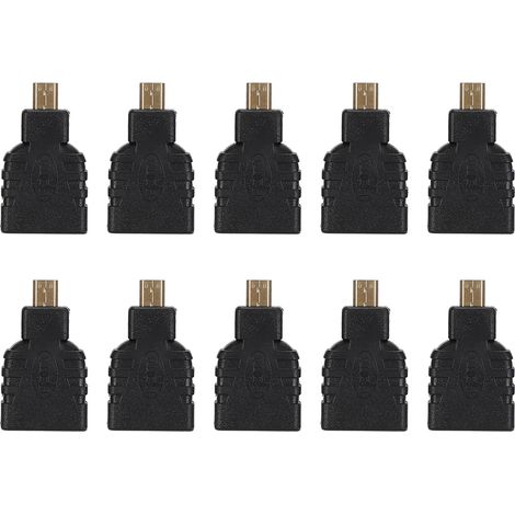 10 Adaptateurs Micro HDMI vers HDMI ABS Noir Compatibles Raspberry Pi 4B, 1080P (1/5)