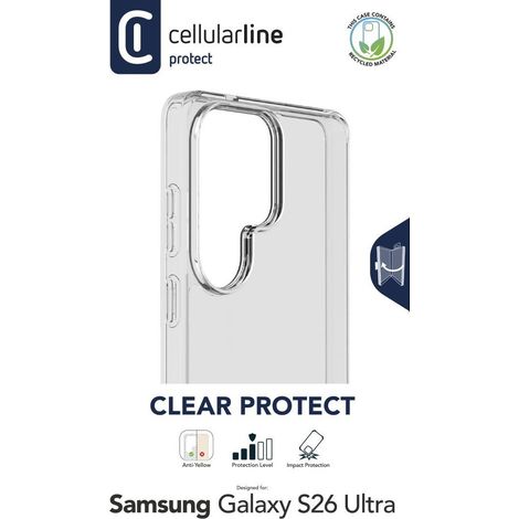 Cellularline Clear Protect - Galaxy S26 Ultra Funda rígida con bordes de goma (1/2)