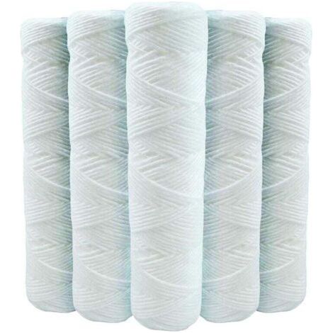 Lot de 5 Cartouches Bobinée Filtre à Eau Anti Sédiments 9 pouces 3/4-20 microns Compatibles Filtre 10 pouces (1/4)