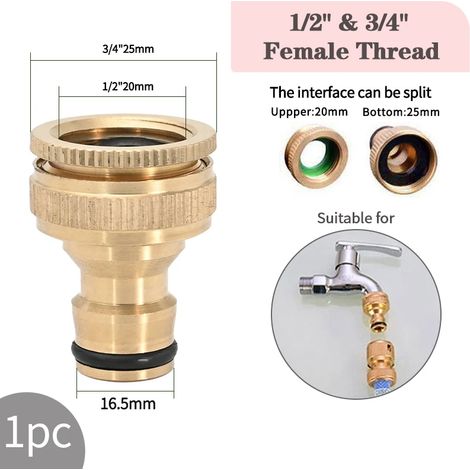 (Femelle - 1l2 3l4 - voir image) Adaptateur de raccord rapide fileté pour système d'irrigation goutte à goutte de jardin, raccords de tuyau en cuivre, système d'arrosage de jardin (1/5)